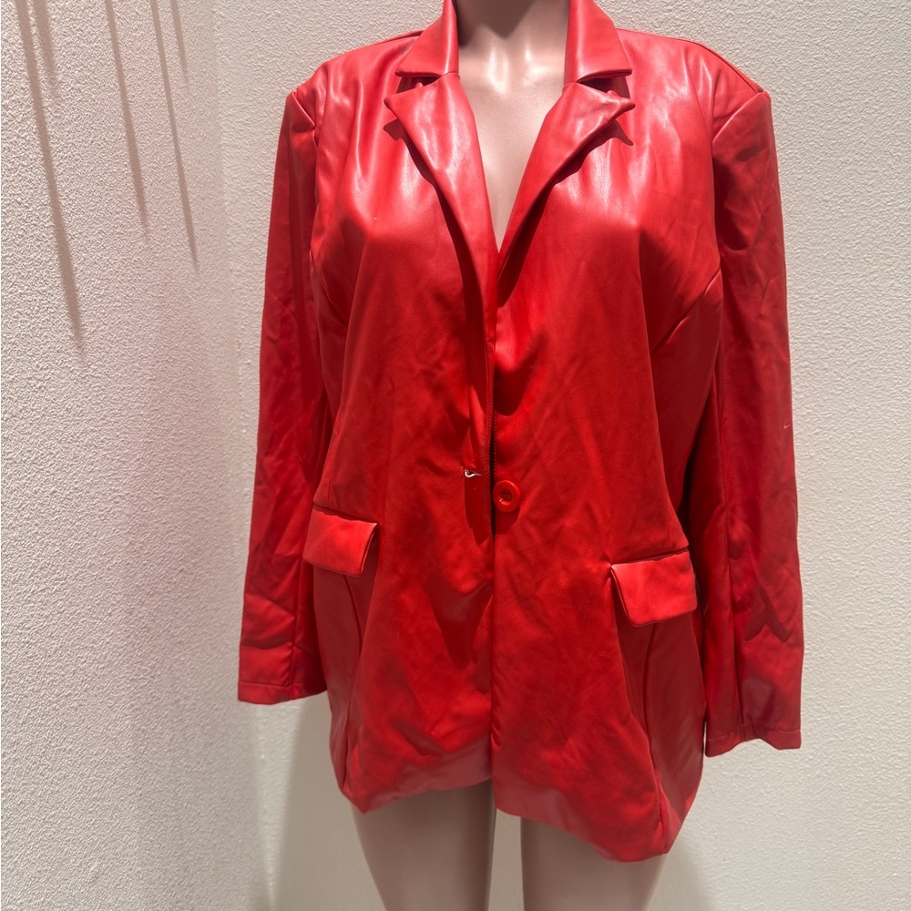 Pleather red blazer
